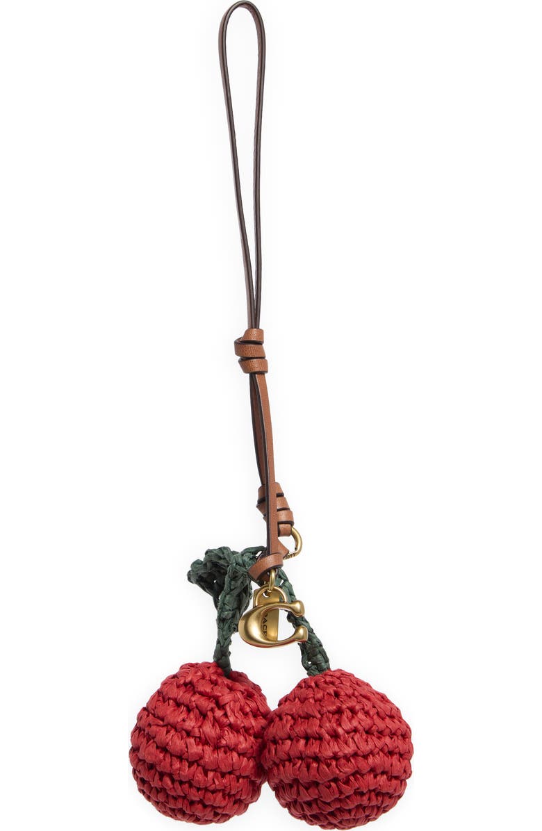 COACH Straw Cherries Bag Charm, Main, color, Red/ Multi