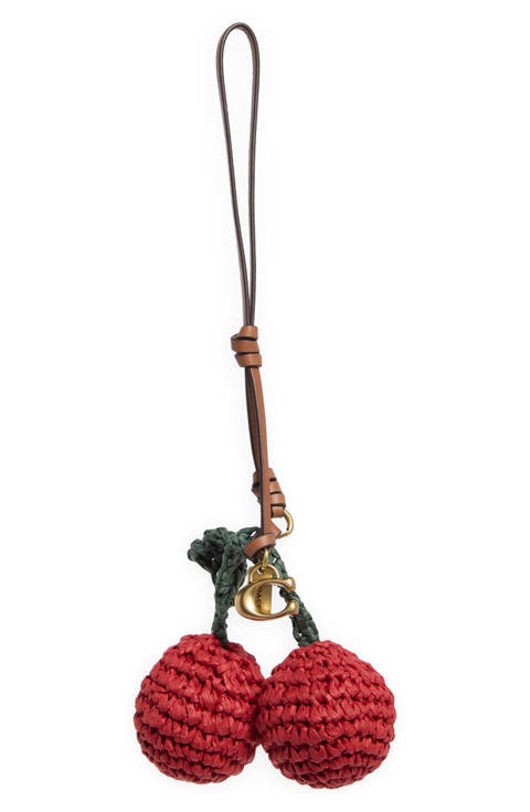 Straw Cherries Bag Charm