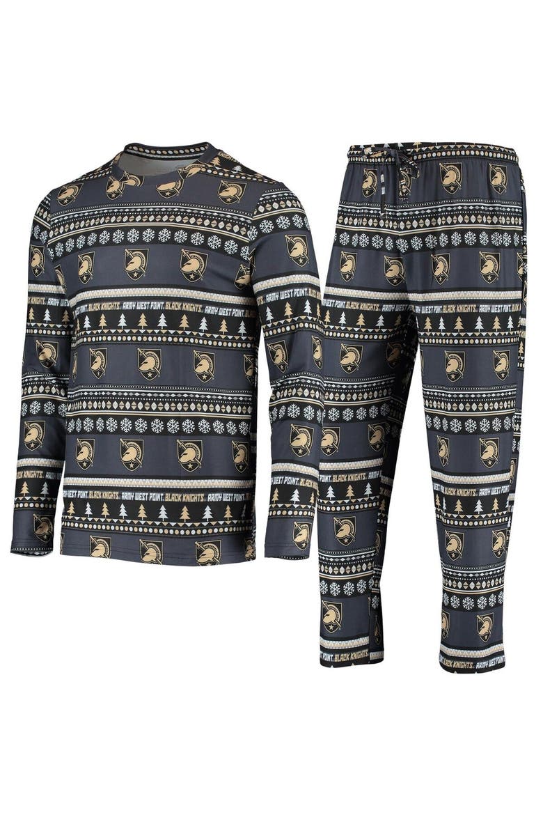 Men's Concepts Sport Black Army Black Knights Ugly Sweater Knit Long Sleeve Top and Pant Set, Main, color, Black