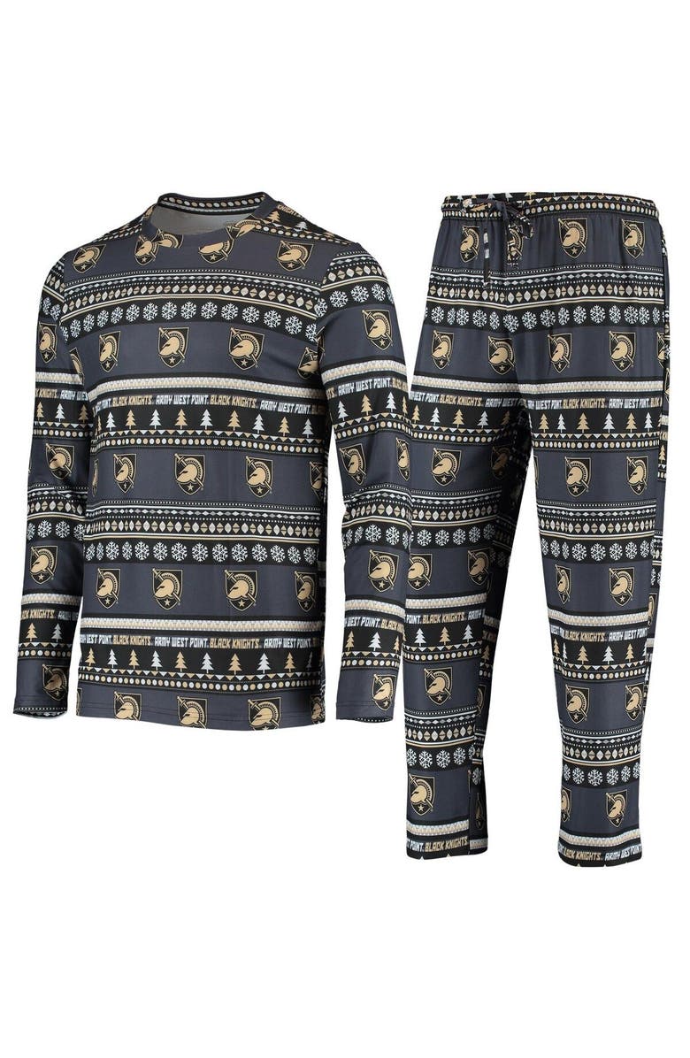 CONCEPTS SPORT Men's Concepts Sport Black Army Black Knights Ugly Sweater Knit Long Sleeve Top and Pant Set, Main, color, Black