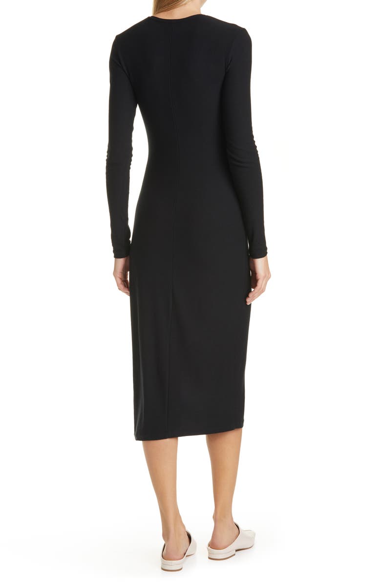 Vince Drape Long Sleeve Midi Dress, Alternate, color, Black
