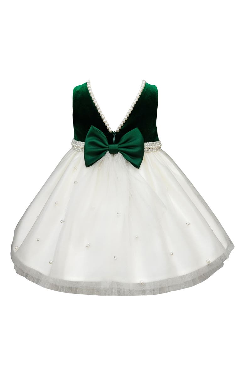 AMERICAN PRINCESS Velvet Mesh Party Dress, Alternate, color, Emerald Green