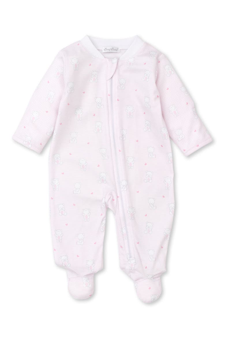 Bear Hugs Zip Cotton Footie, Main, color, PINK