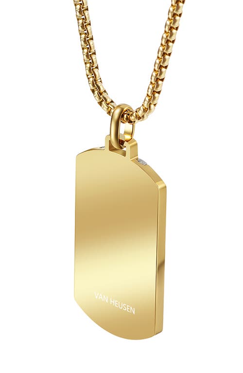 Van Heusen Stripe Dog Tag Pendant Necklace In Gold