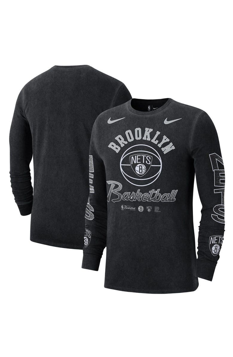 Nike Men's Nike Black Brooklyn Nets Courtside Retro Elevated Long Sleeve T-Shirt, Main, color, Black