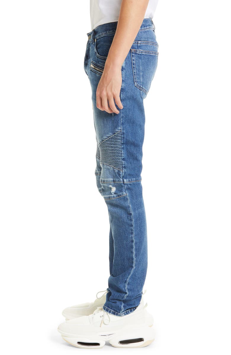 Balmain Moto Tapered Jeans, Alternate, color, 