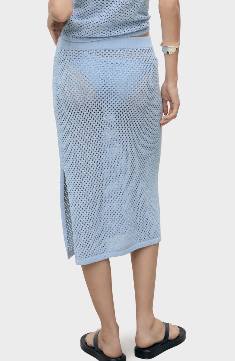 MANGO Rhinestone Crochet Sweater Skirt, Alternate, color, Blue