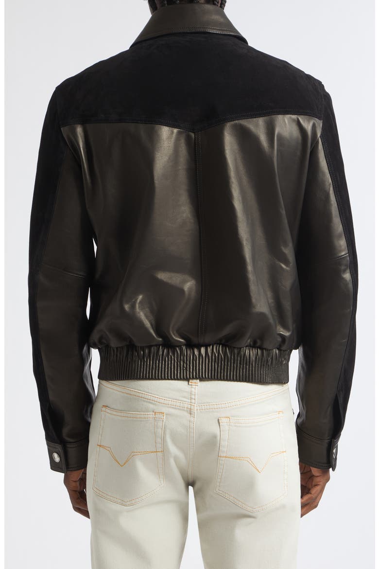 Mixed Media Blouson Jacket, Alternate, color, BLACK