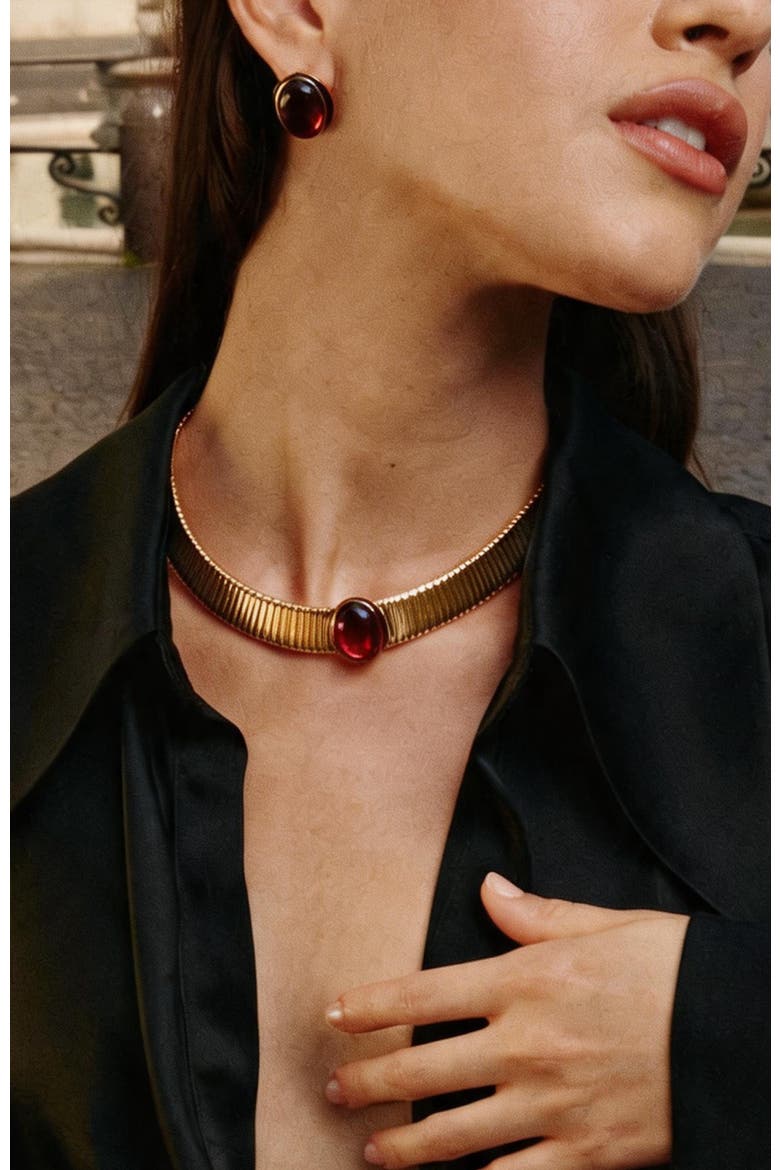 Gladiator Necklace, Alternate, color, Gold & Red