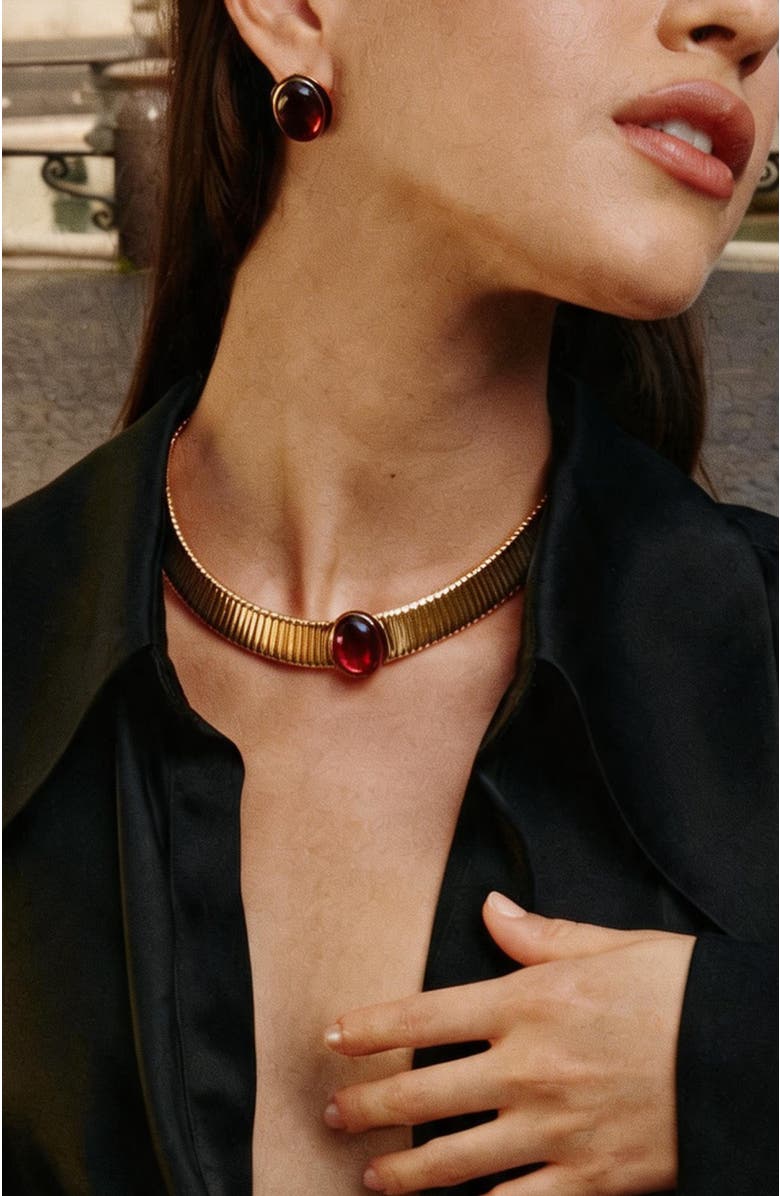 RETRO CHIC Gladiator Necklace, Alternate, color, Gold & Red