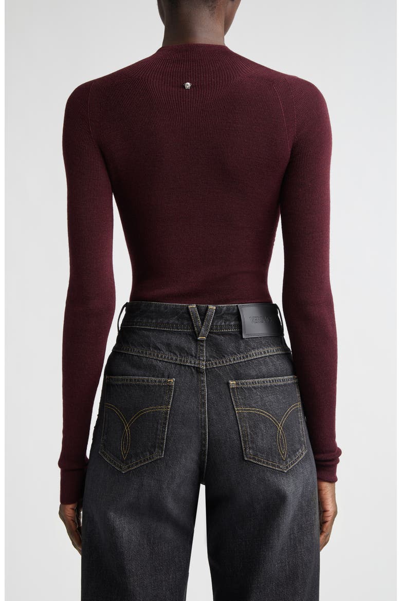 Merino Wool Blend Rib Sweater, Alternate, color, BURGUNDY