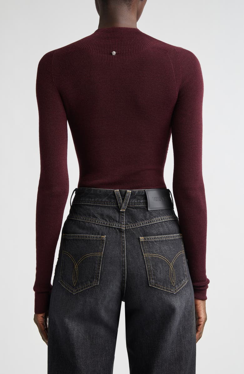 Versace Merino Wool Blend Rib Sweater, Alternate, color, Burgundy