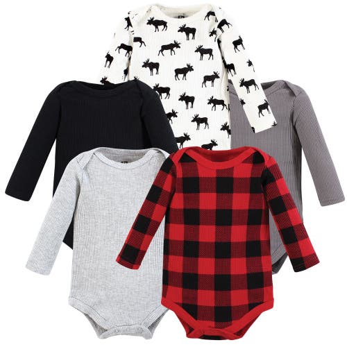 Hudson Baby Thermal Long Sleeve Bodysuits In Multi