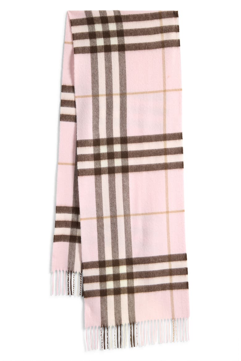 Giant Check Cashmere Scarf, Alternate, color, BOW PINK