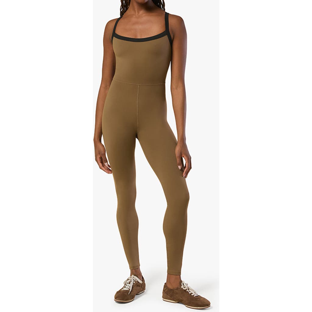Weworewhat Active Contrast Strap Unitard Jumpsuit In Kangaroo/black