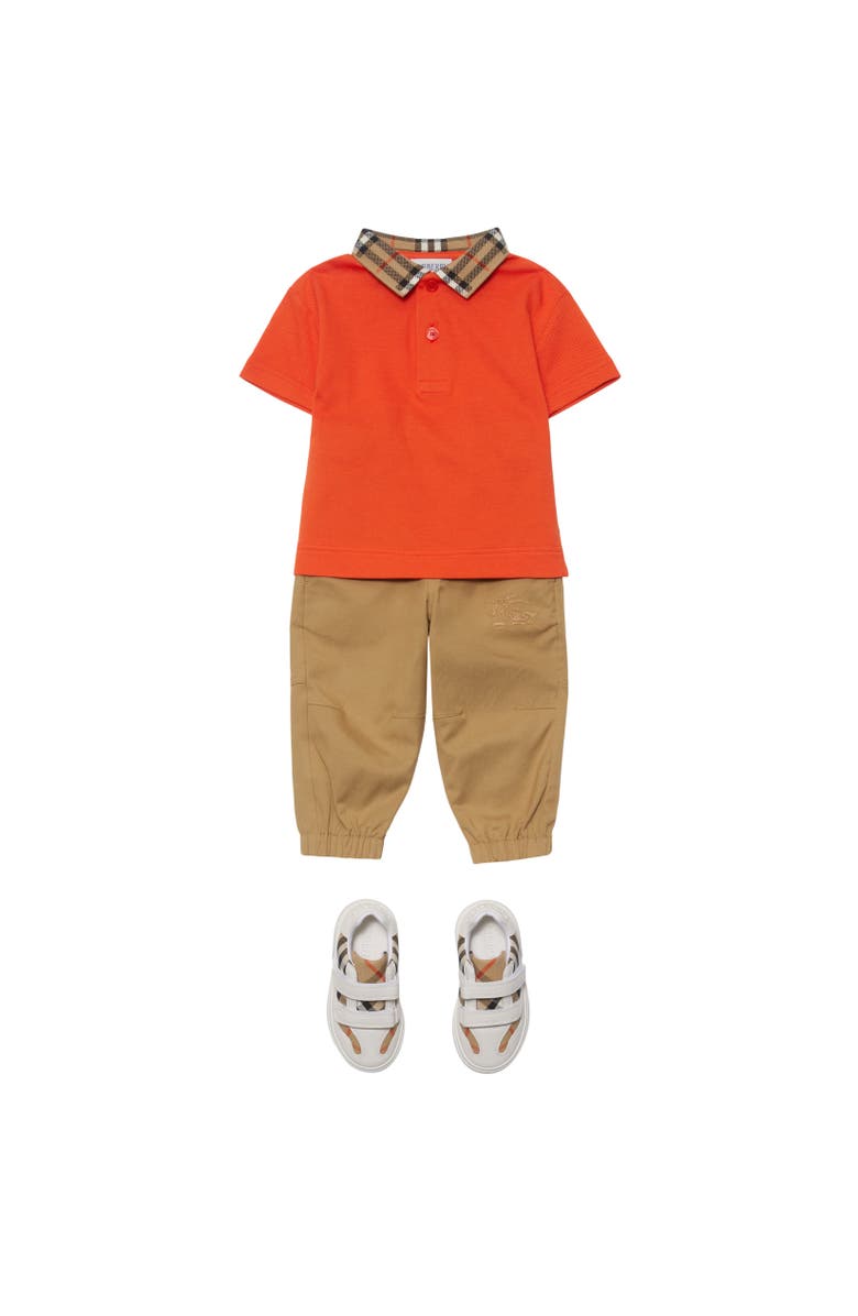 Burberry Check Collar Cotton Polo Shirt, Alternate, color,