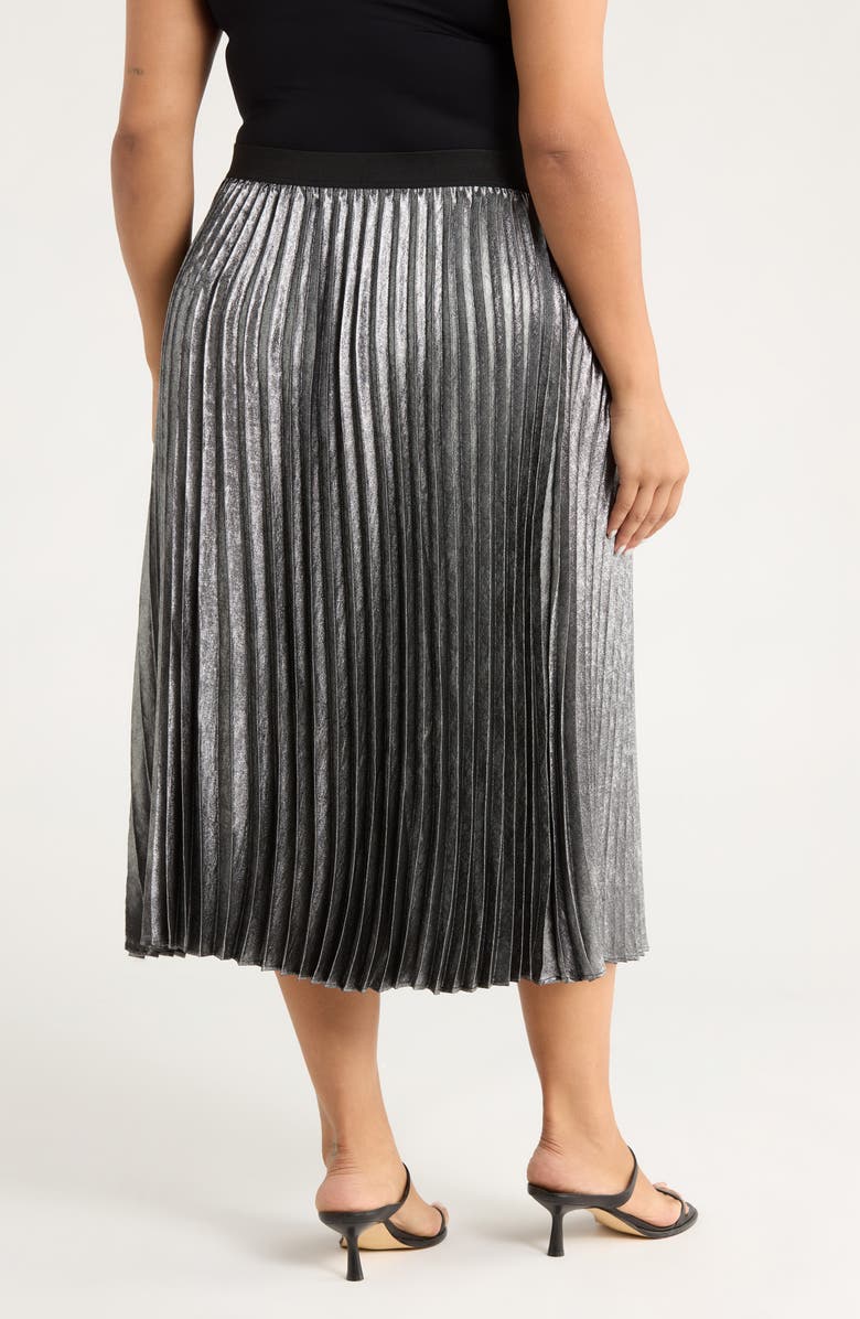Caslon<sup>®</sup> Pleated Metallic Midi Skirt, Alternate, color, Silver