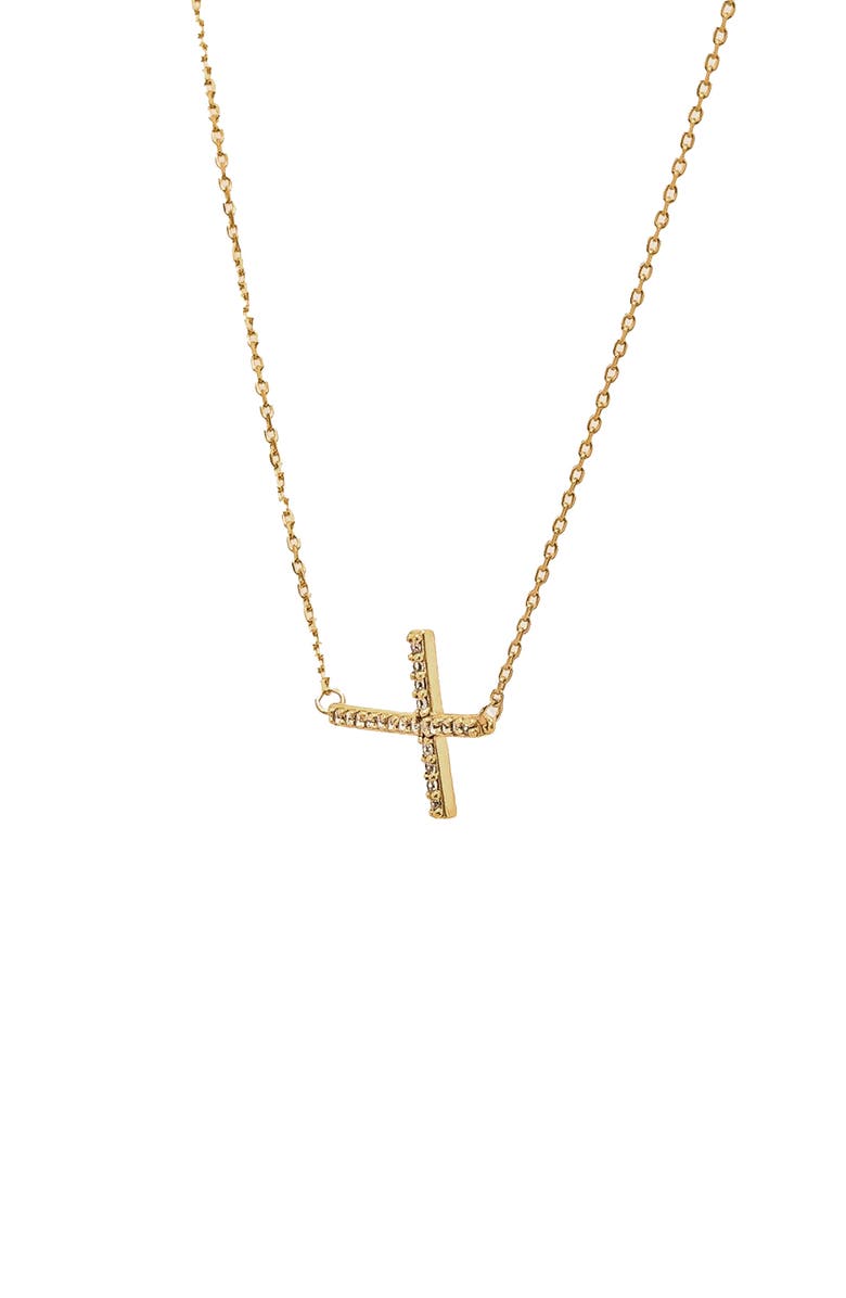 Bearfruit Jewelry Sterling Silver 18k Gold Plated Horizontal Cross Necklace Gift Idea, Alternate, color, Gold