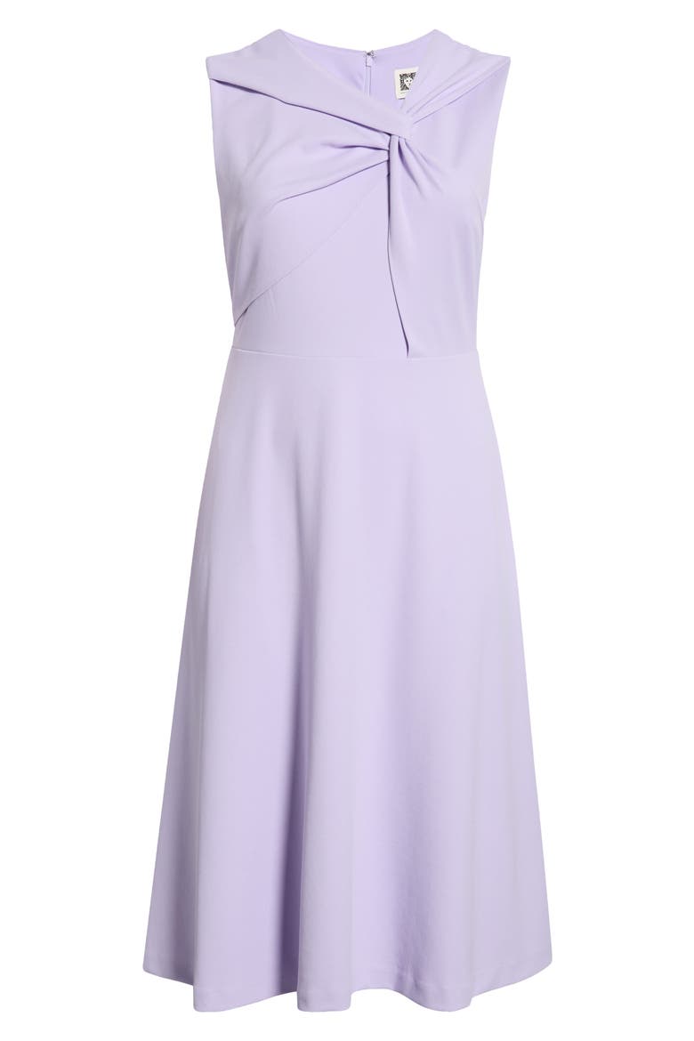 Twist Neck A-Line Midi Dress, Alternate, color, PASTEL LILAC