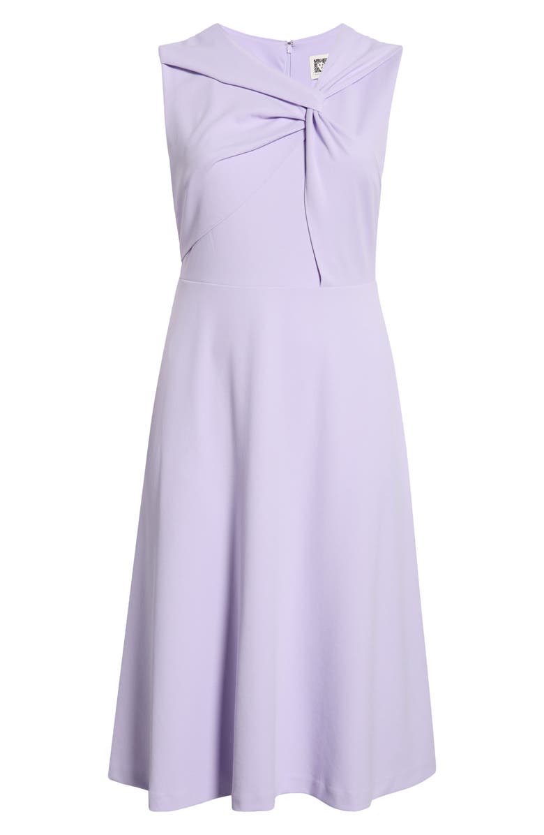 Anne Klein Twist Neck A-Line Midi Dress, Main, color, Pastel Lilac