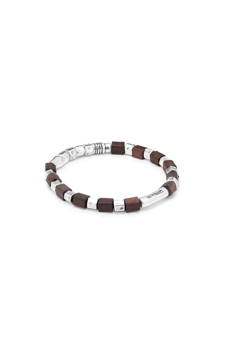 UNODE50 Mixed-Material Leather Bracelet, Alternate, color, Silver