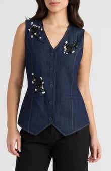Embellished Denim Vest