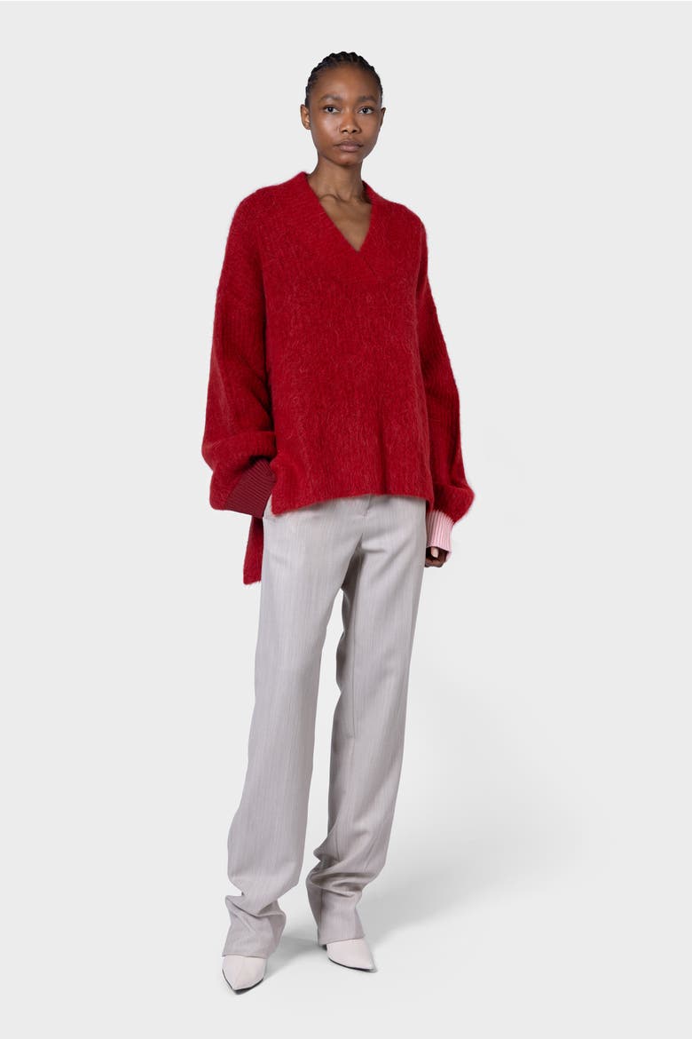 Tehla V-Neck Knitted Sweater, Main, color, Blood Orange