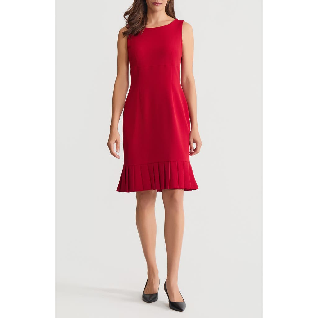 Kasper Pleat Hem Sleeveless Sheath Dress In Red