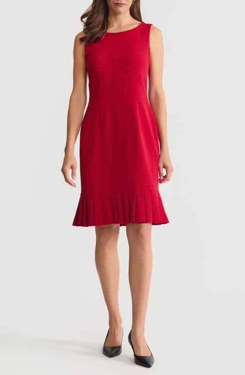 KASPER Pleat Hem Sleeveless Sheath Dress (Regular & Petite)