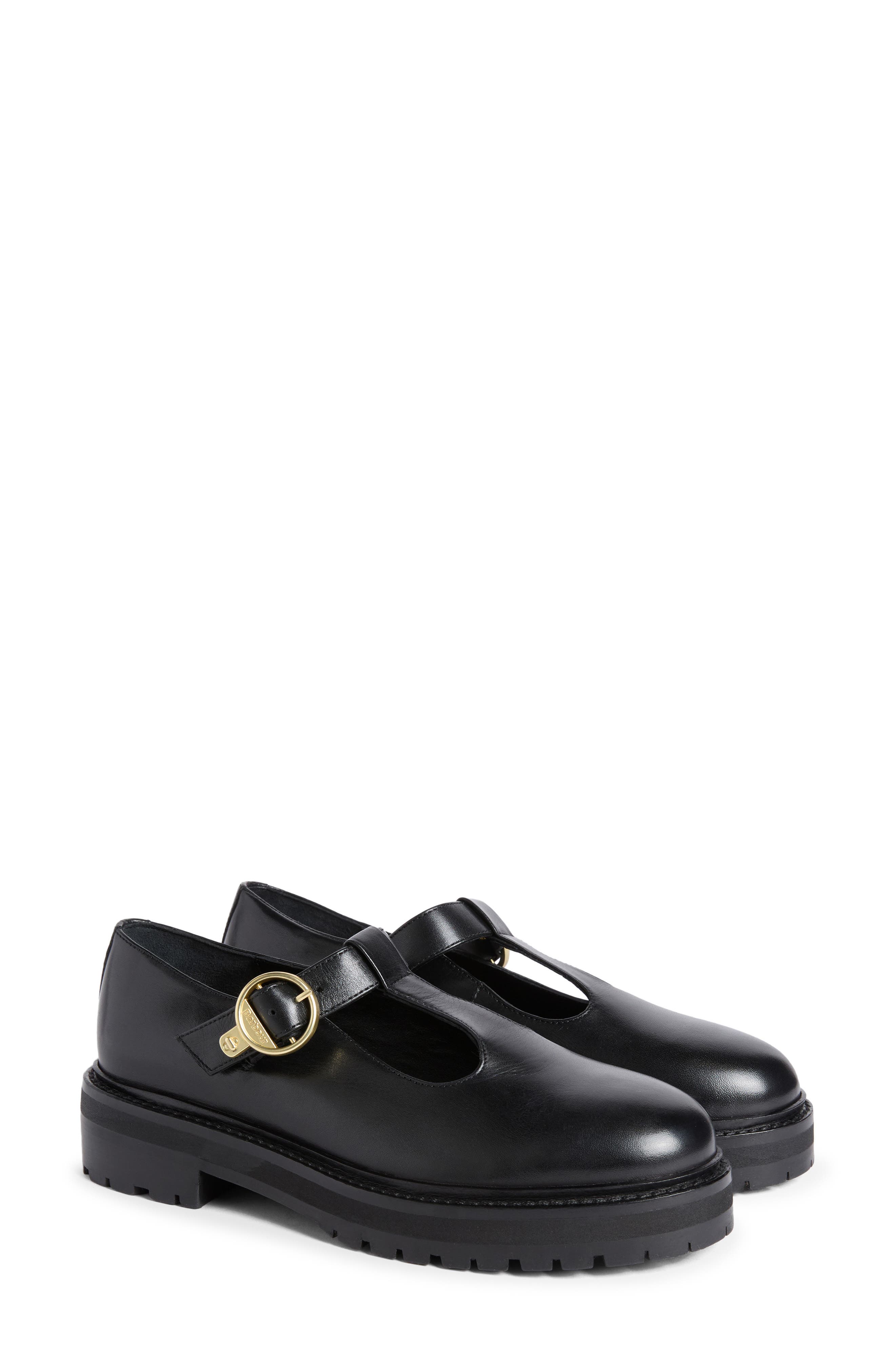 Ryton Mary Jane Leather Flat, Main, color, BLACK