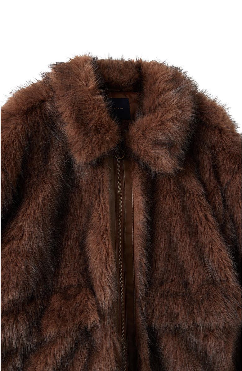 Cotton On Men's Faux Fur Bomber Jacket, Alternate, color, Brown
