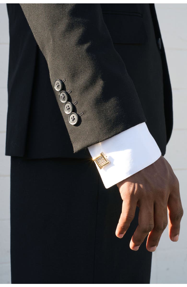 Classicharms Atlas Square Grid Cufflinks, Alternate, color, Gold/Clear