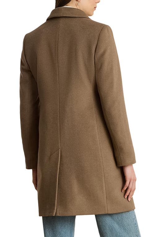 Ralph Lauren Lauren  Longline Wool Blend Coat In Brown