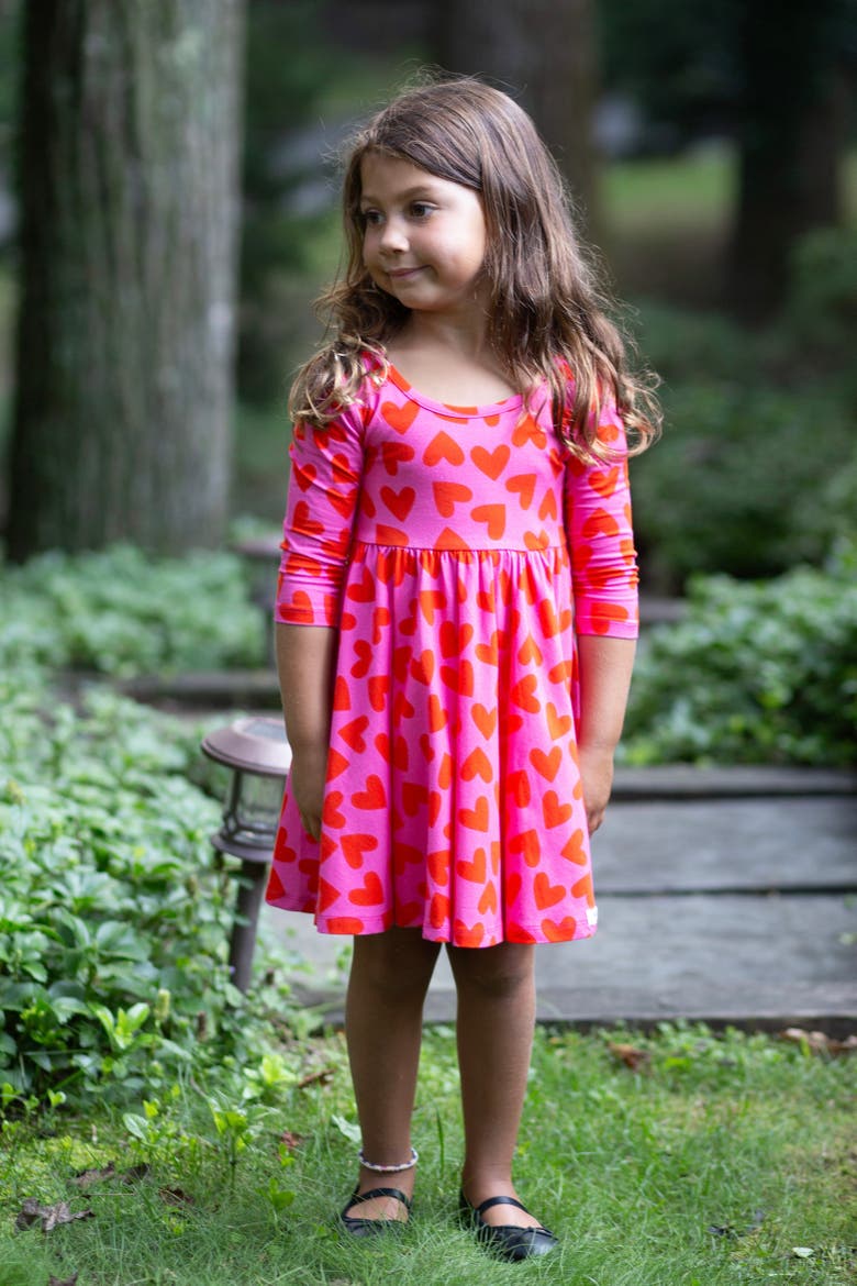 Girls Printed Twirly Dress, Alternate, color, Hearts