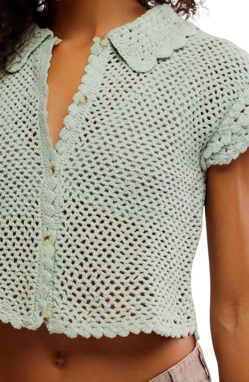 Free People Lily Crop Crochet Cardigan In Green