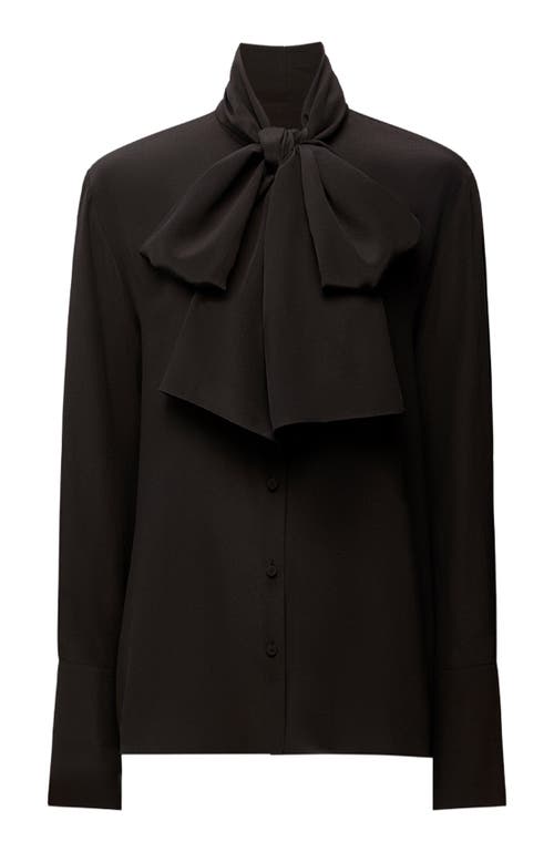 Another Tomorrow Signature Bow Blouse In Black