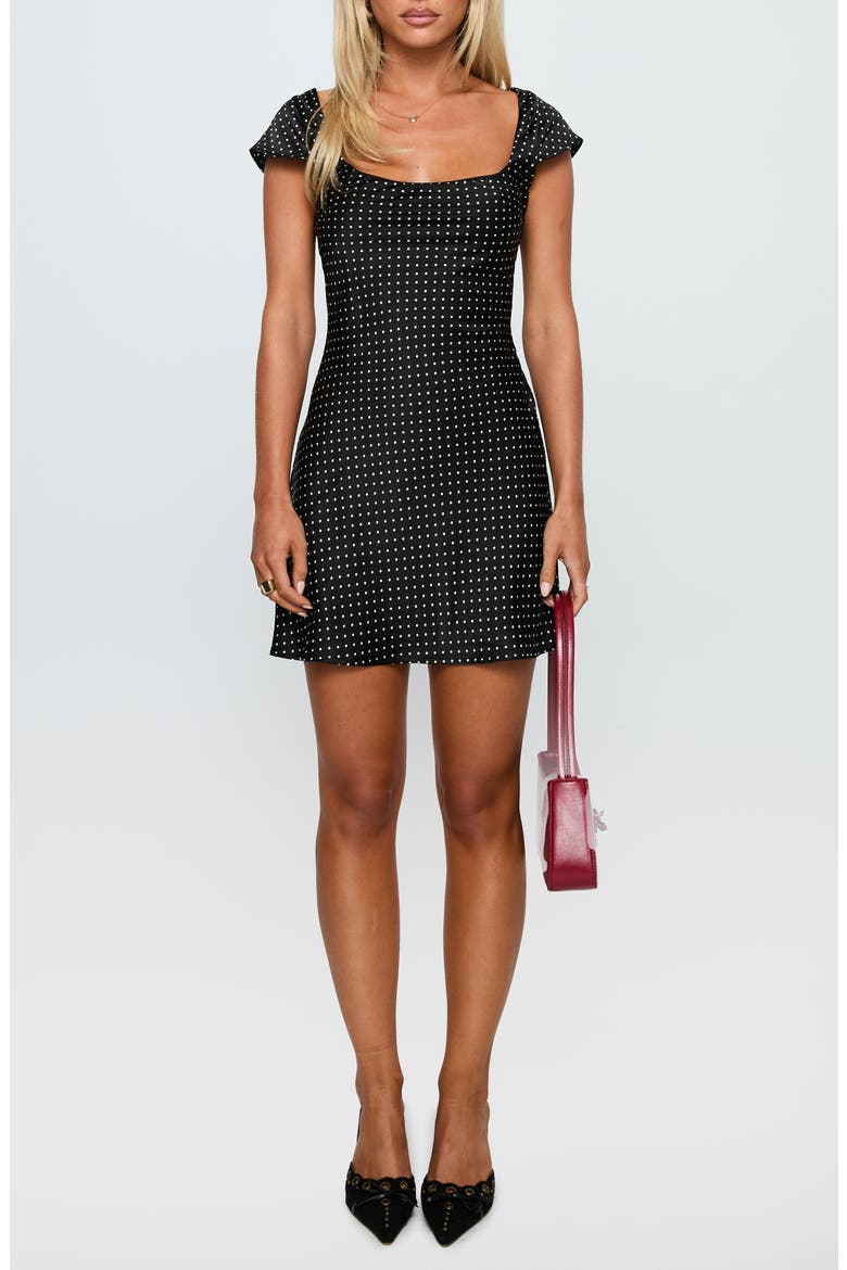 Lucienna Dot Minidress, Main, color, BLACK / WHITE