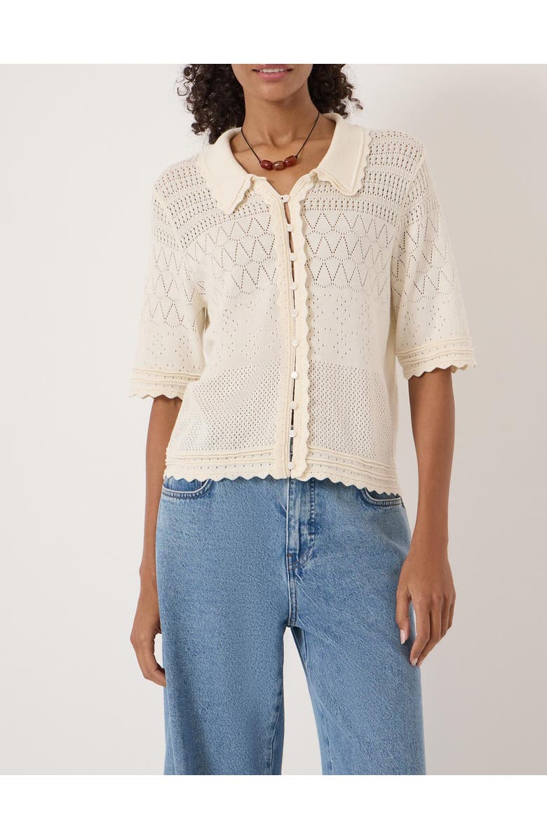 Hush Pointelle Cotton Cardigan, Alternate, color, Stone White