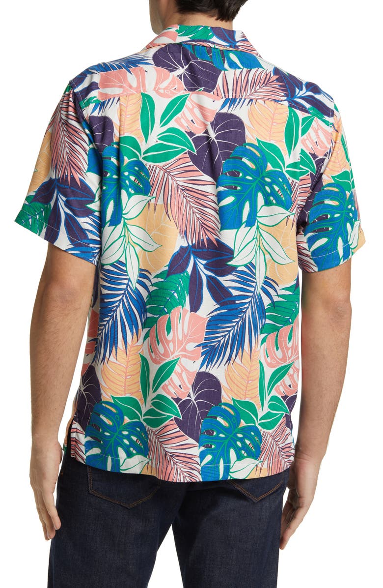 Tommy Bahama Garden Grove Print Silk Blend Short Sleeve Button-Up Shirt, Alternate, color, 