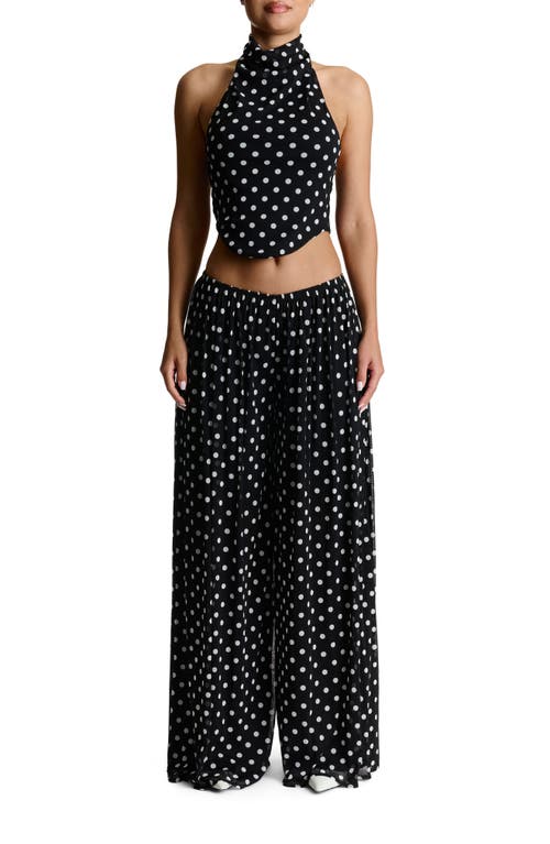 NAKED WARDROBE NAKED WARDROBE POLKA DOT HALTER CROP TOP