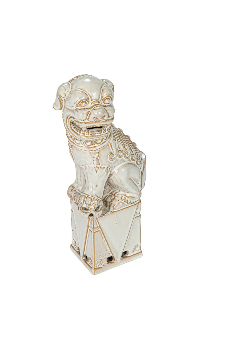 Storied Home Stoneware Vintage Reproduction Guardian Lions Décor and Bookends, White, Main, color, White