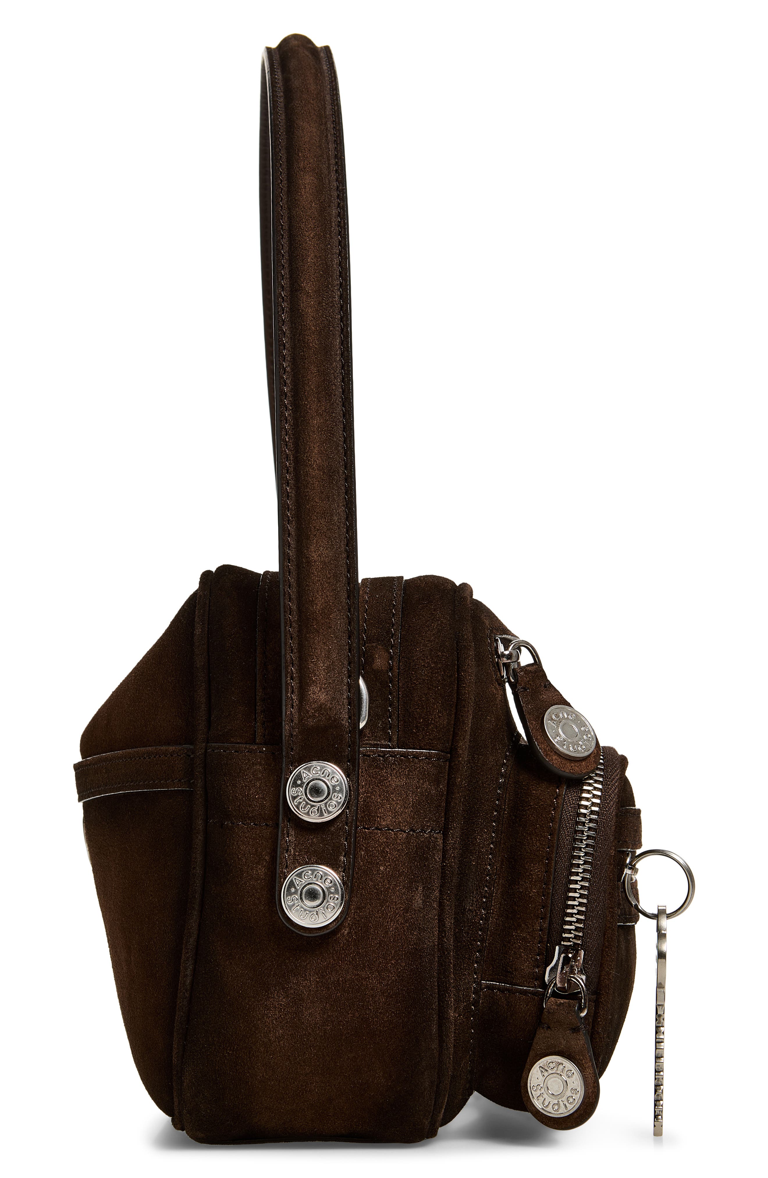 Camero Party Suede Shoulder Bag, Alternate, color, DARK BROWN