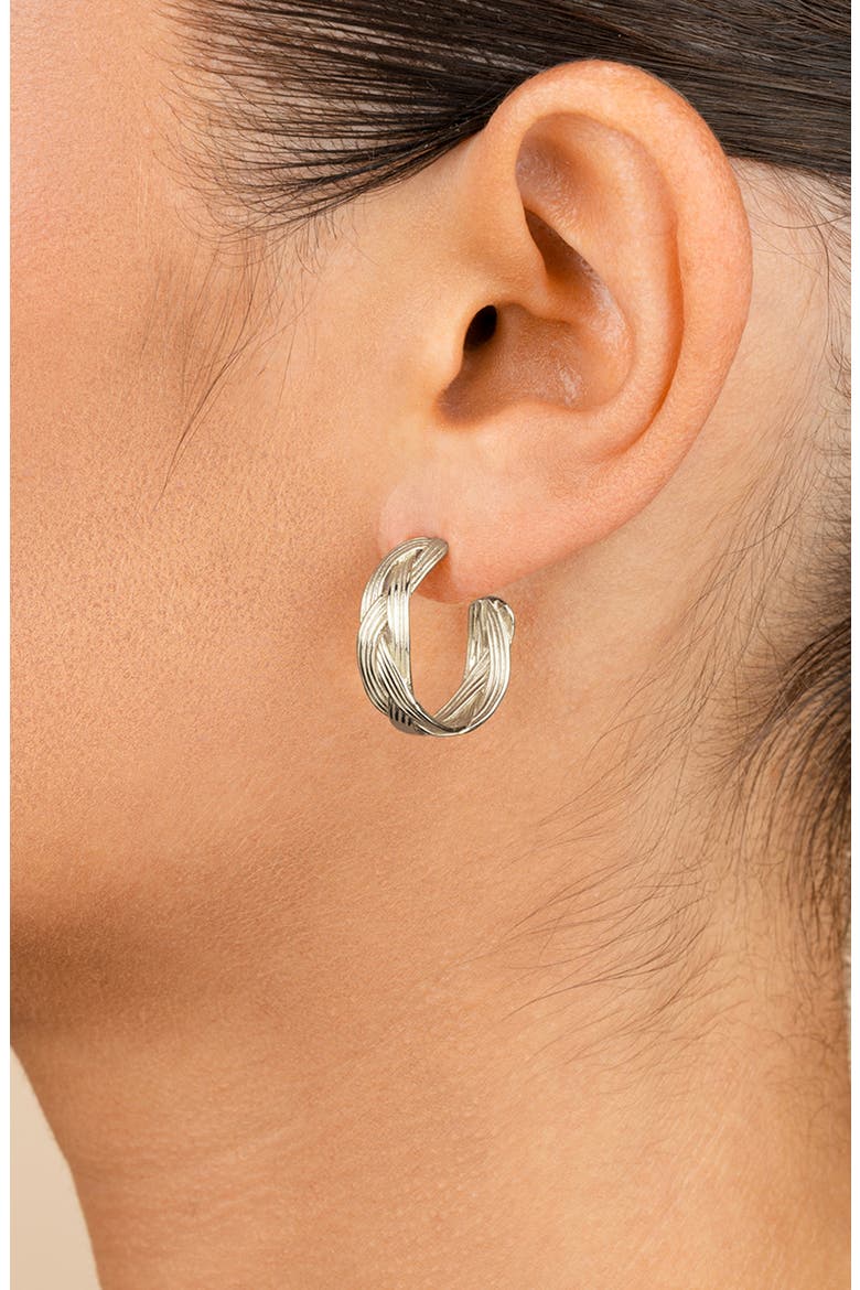 Janet Ribbed Hoop Earrings, Alternate, color, SILVER