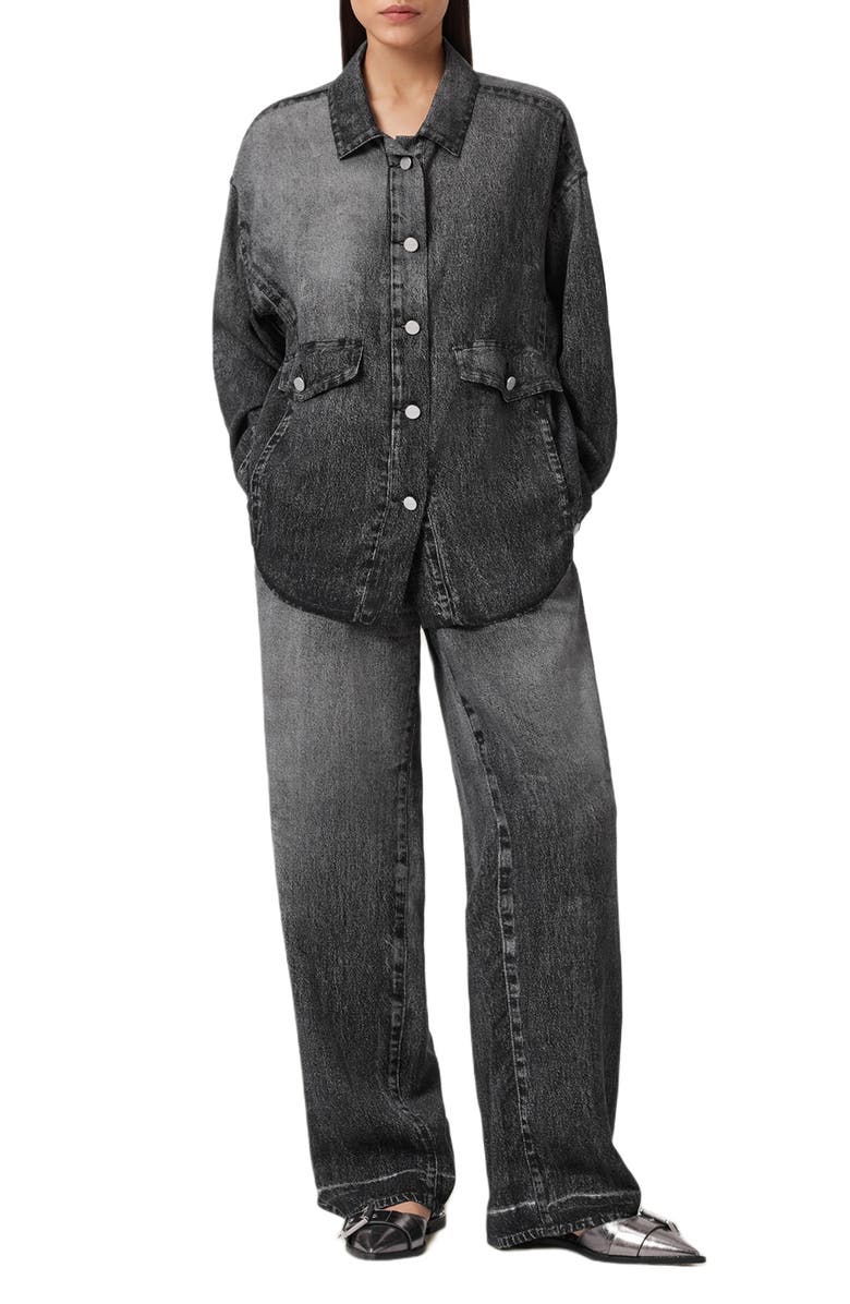 AllSaints Hettie Illusion Denim Shacket, Alternate, color, Illusion Black