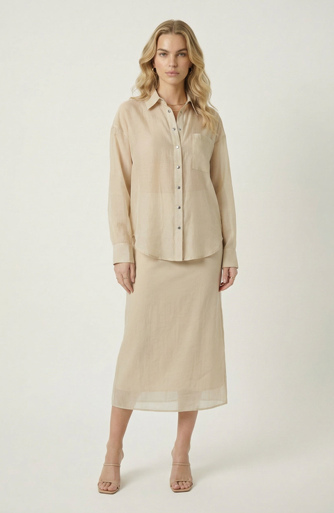 Sheer Layered Two Piece Midi Dress Set