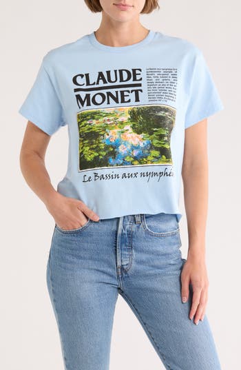 Philcos Le Bassin Aux Nympheas Crop Graphic T-shirt In Blue