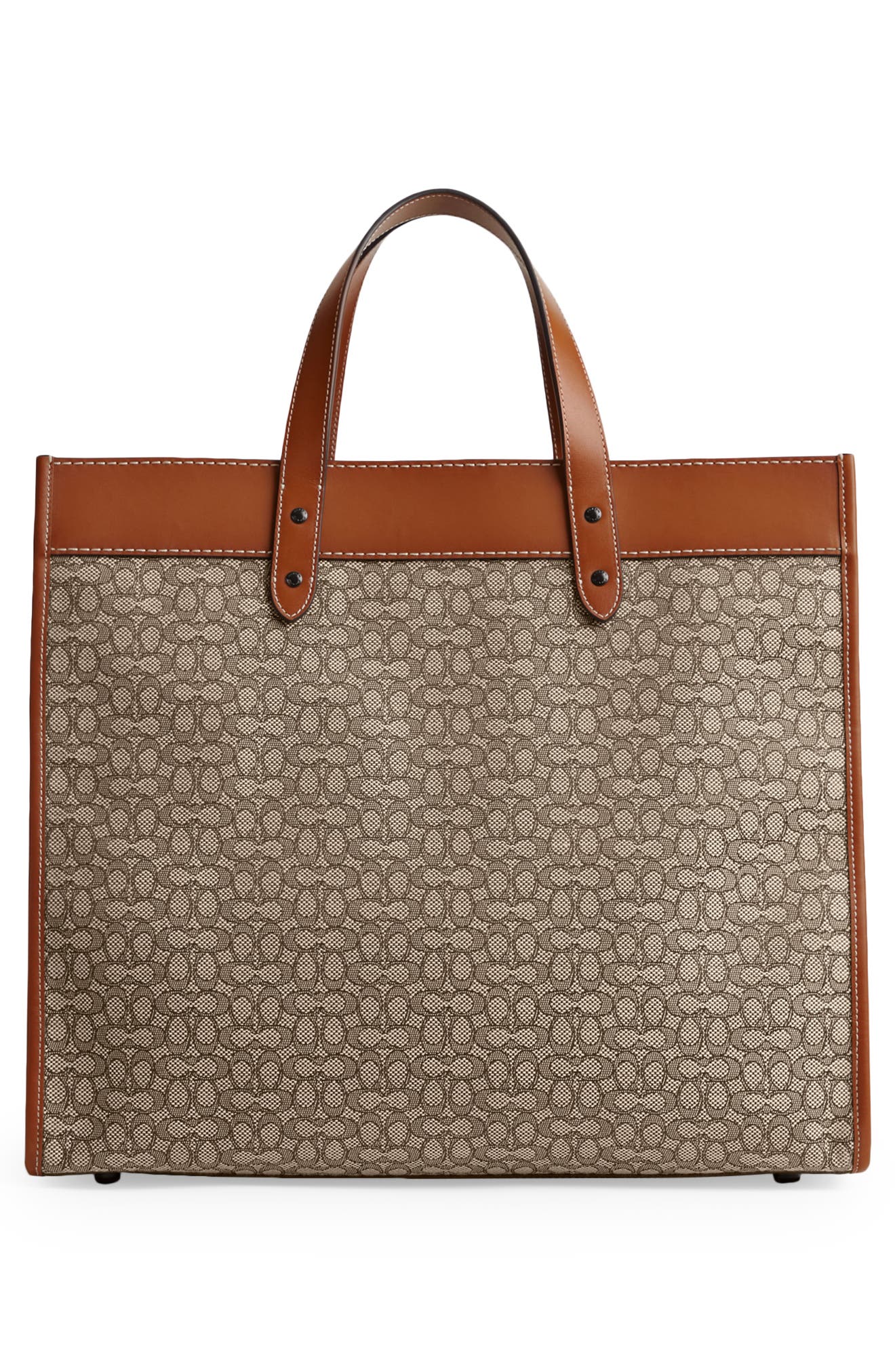 COACH Micro Signature Jacquard & Leather Field Tote, Alternate, color, 