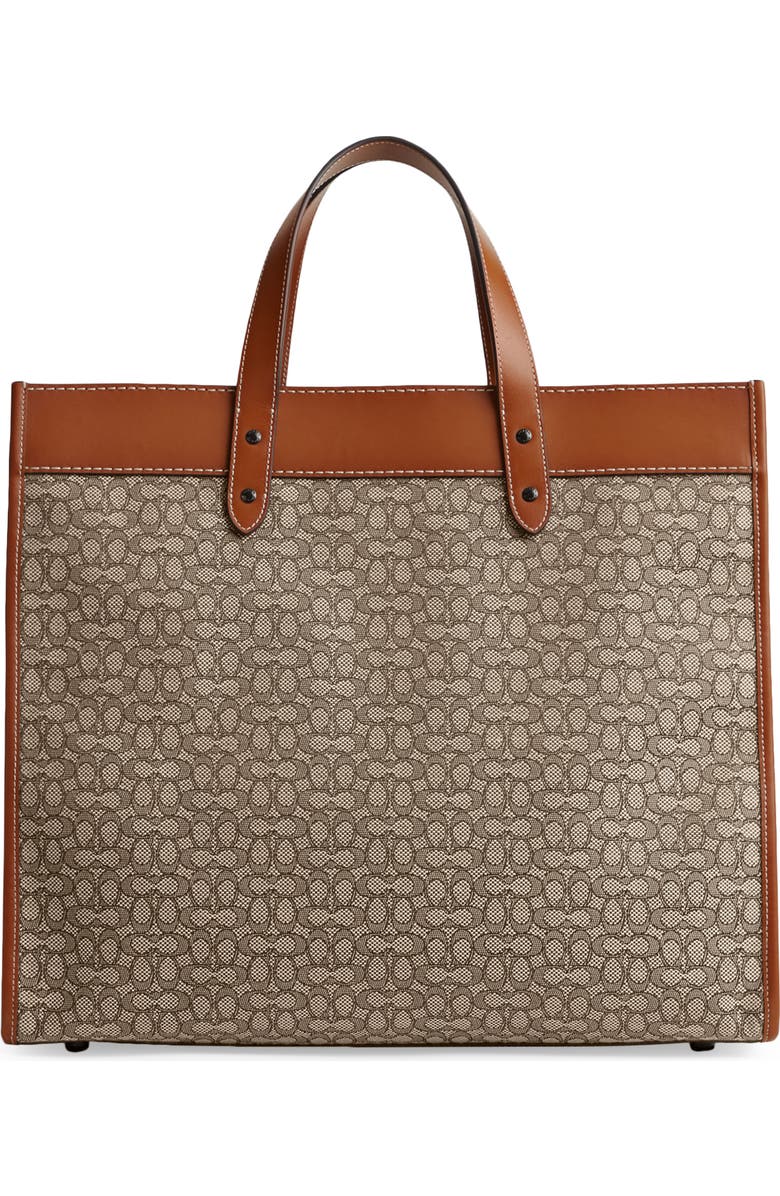COACH Micro Signature Jacquard & Leather Field Tote, Alternate, color,