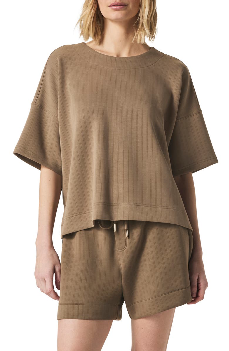 Splendid x @cellajaneblog Oversize Rib Scuba Knit T-Shirt, Main, color, Hazelnut