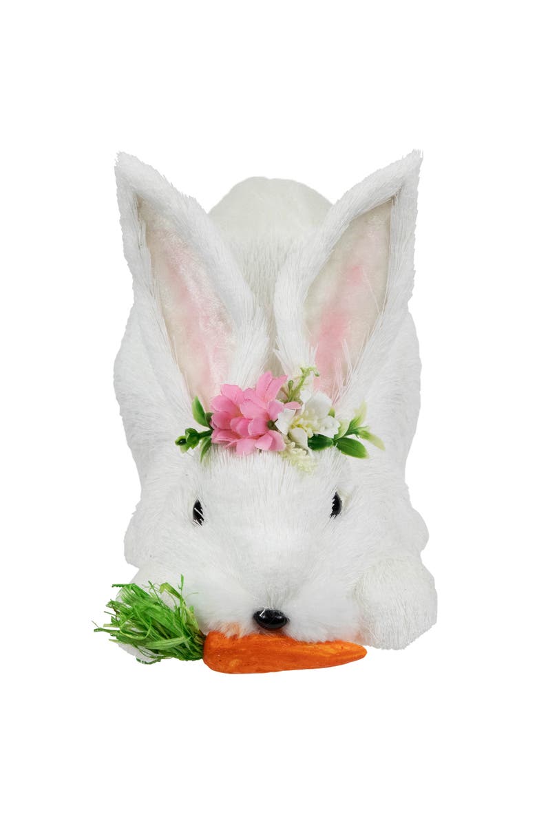 Northlight Easter Rabbit with Carrot Figurine - 9.25" - White, Alternate, color, White